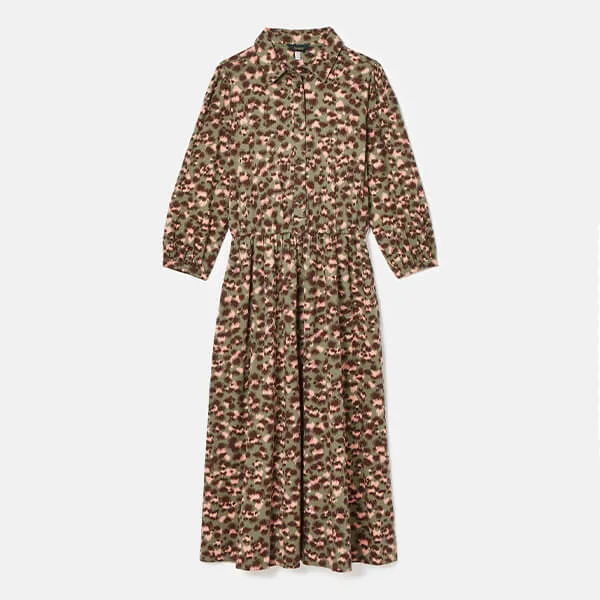Joules Khaki Leopard Hazel Jersey Shirt Dress