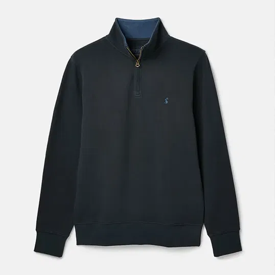 Joules Mens Alistair Navy Quarter Zip Cotton Sweatshirt