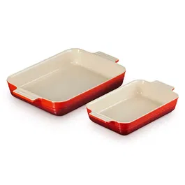 Le Creuset Cerise Stoneware 25cm and 32cm Rectangular Dishes