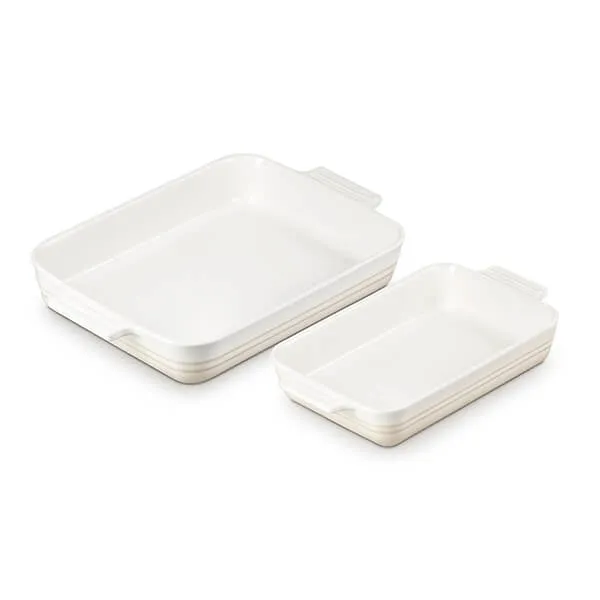 Le Creuset Meringue Stoneware 25cm and 32cm Rectangular Dishes
