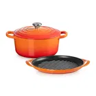 Le Creuset Signature Volcanic Cast Iron 2 Piece 22cm Casserole and 25cm Grill