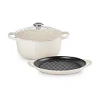 Le Creuset Signature Meringue Cast Iron 2 Piece 22cm Casserole & 25cm Grill