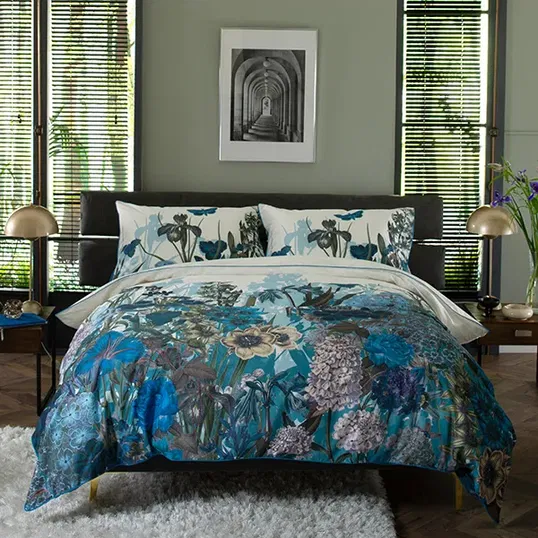 The Lyndon Company Tivoli Blue Duvet Set Blue Double