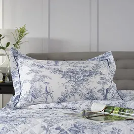 The Lyndon Company Toile De Jouy Pillowcase Pair Blue Oxford