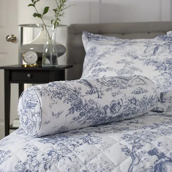 The Lyndon Company Toile De Jouy Bolster Cushion Blue