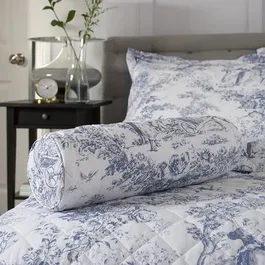 The Lyndon Company Toile De Jouy Bolster Cushion Blue