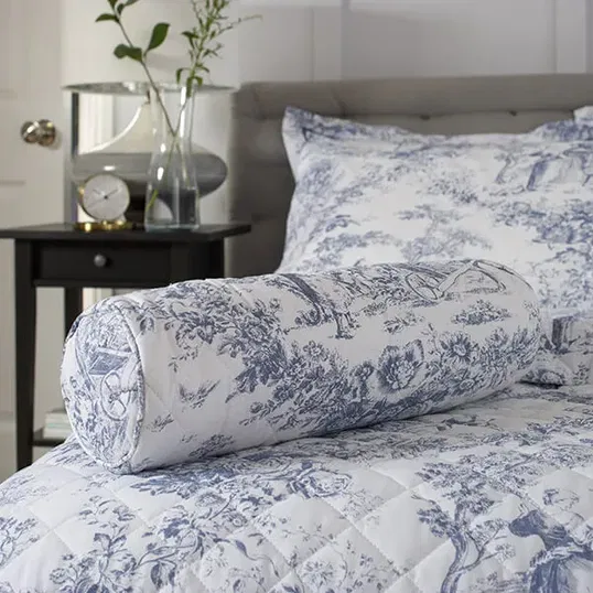 The Lyndon Company Toile De Jouy Bolster Cushion Blue