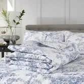 The Lyndon Company Toile De Jouy Bedspread Blue Double