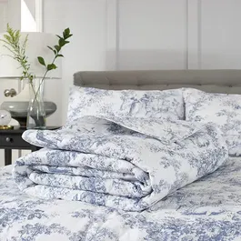 The Lyndon Company Toile De Jouy Bedspread Blue Double