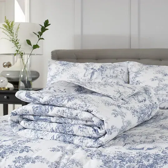 The Lyndon Company Toile De Jouy Bedspread Blue Double
