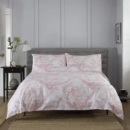 The Lyndon Company Toile De Jouy Duvet Cover Pink Super King