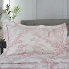 The Lyndon Company Toile De Jouy Pillowcase Pair Pink Oxford