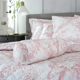 The Lyndon Company Toile De Jouy Bolster Cushion Pink