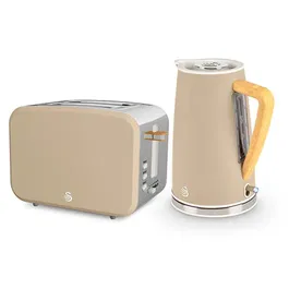 Swan Nordic Oatmeal 1.7 Litre Cordless Kettle & 2 Slice Toaster Set