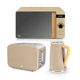 Swan Nordic Oatmeal 1.7L Kettle, 2 Slice Toaster & 20L Digital Microwave Set