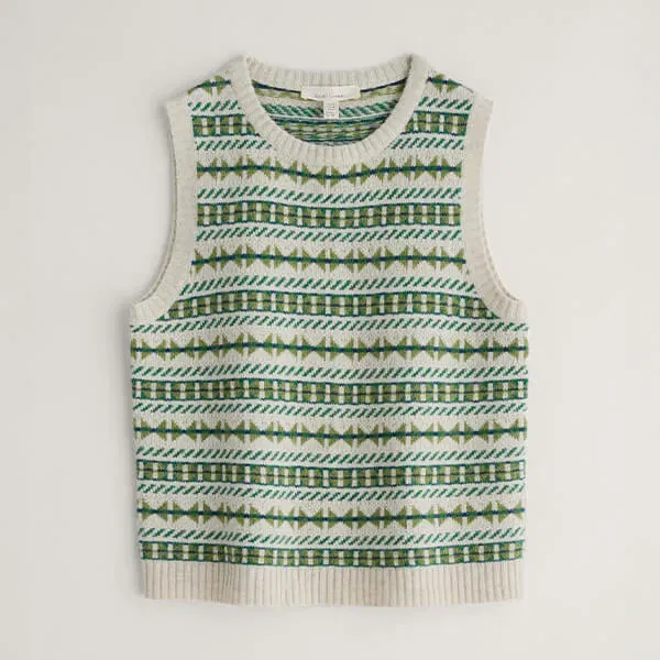 Seasalt Lemon Porch Vest Minvor Aran Cut Grass