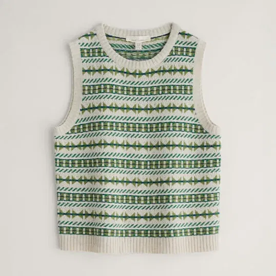 Seasalt Lemon Porch Vest Minvor Aran Cut Grass