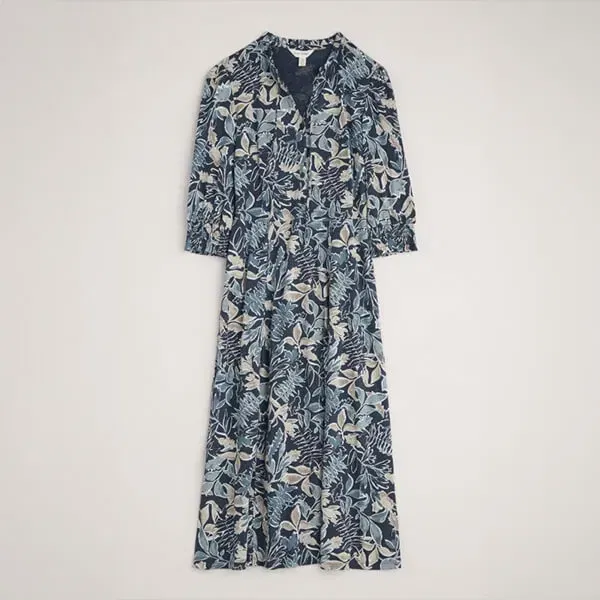Seasalt Foxtrot Dress Inked Foliage Dusky Jade