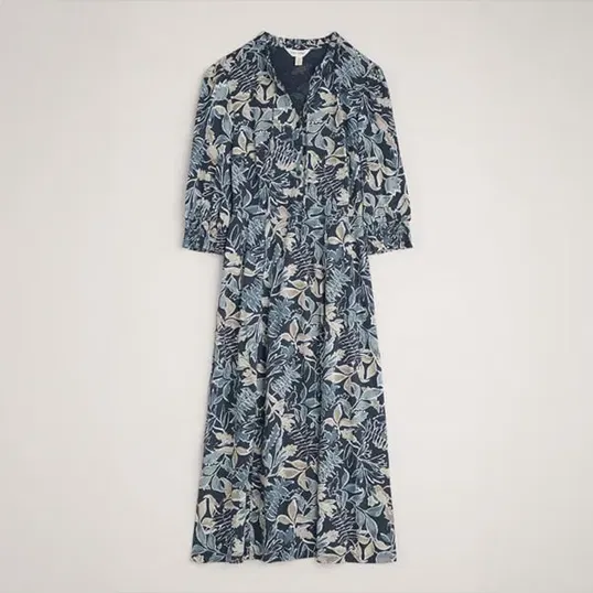 Seasalt Foxtrot Dress Inked Foliage Dusky Jade