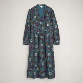 Seasalt Rose Cottage Dress Woodblock Bloom Dusky Jade