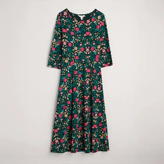 Seasalt 3/4 Wild Bouquet Dress Mirrored Floral Tehidy