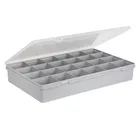 Wham Organiser Box 7.01 Large Divider Box with 24 Divisions Soft Grey/Clear