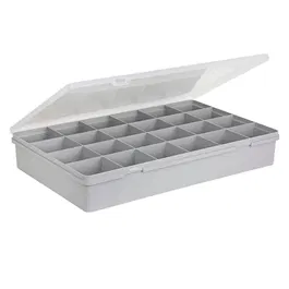 Wham Organiser Box 7.01 Large Divider Box with 24 Divisions Soft Grey/Clear