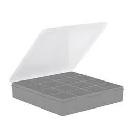 Wham Organiser Box 9.01 Square 23.5cm with 16 Divisions Soft Grey/Clear