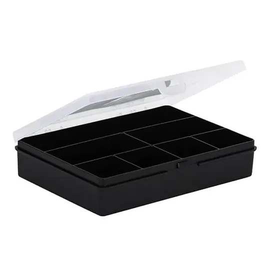 Wham Organiser Box 2.01 19cm with 7 Divisions Recycled Black/Clear