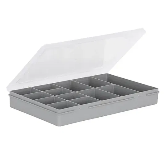 Wham Organiser Box 3.03 29cm with 13 Divisions Soft Grey/Clear