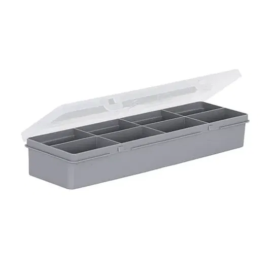 Wham Organiser Box 4.01 29cm with 8 Divisions Soft Grey/Clear