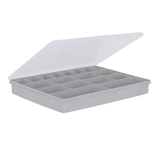 Wham Organiser Box 5.02 38cm with 18 Divisions Soft Grey/Clear
