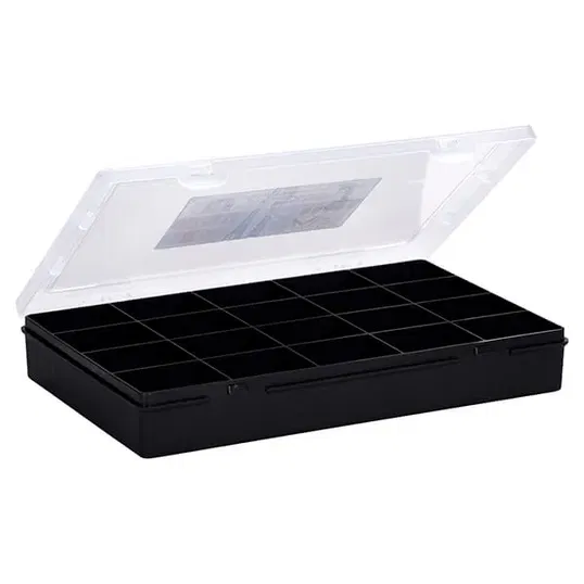 Wham Organiser Box 3.05 29cm with 20 Divisions Recycled Black/Clear
