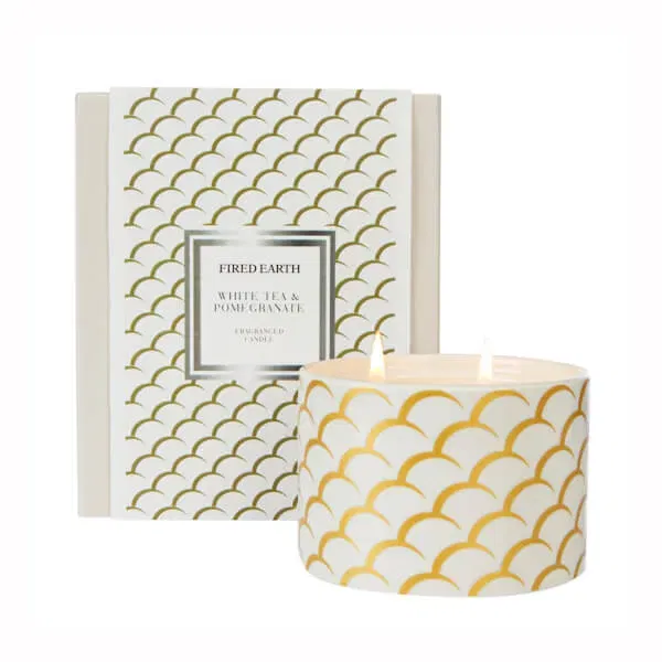 Fired Earth by Wax Lyrical Large Candle White Tea & Pomegranate