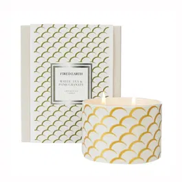Fired Earth by Wax Lyrical Large Candle White Tea & Pomegranate