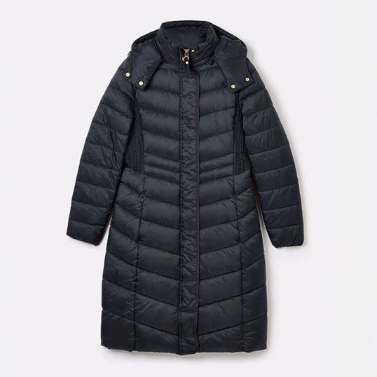 Joules Dark Navy Pembury Showerproof Longline Padded Coat