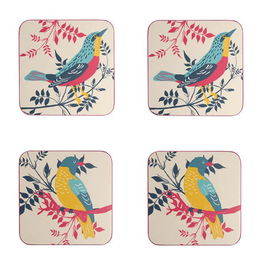 RHS Birds Set of 4 Coasters Stone