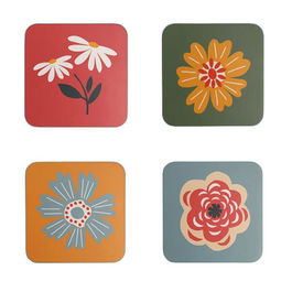 RHS Cottage Garden Set of 4 Coasters Multi
