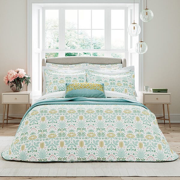 V&A Voysey Anselm Duvet Cover Set Single Aqua