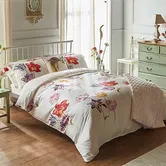 Sanderson Tulipomania Duvet Cover Set Super King Size Rose Red & Amethyst