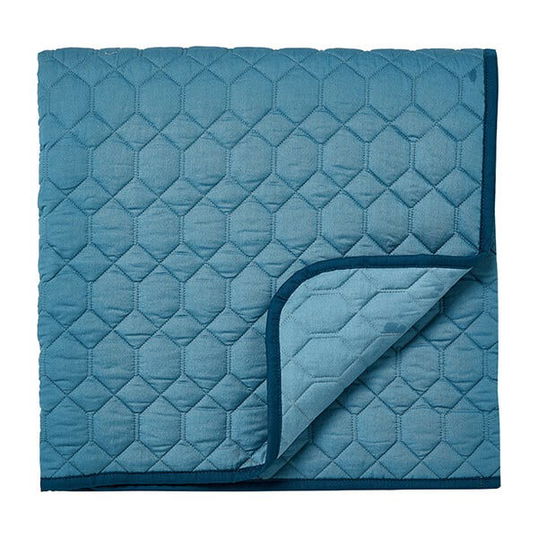 Sanderson Jackfruit Quilted Throw Indigo & Papaya