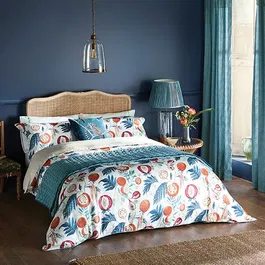 Sanderson Jackfruit Duvet Cover Set Double Indigo & Papaya