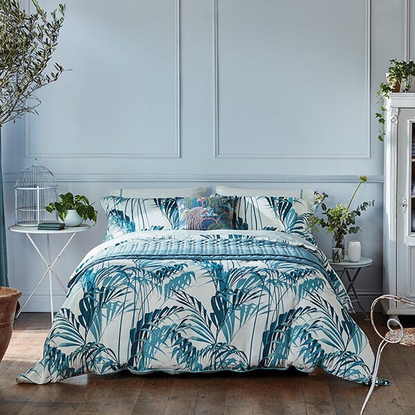 Sanderson Palmhouse Duvet Cover Set King Size Eucalyptus