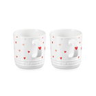 Le Creuset Stoneware Set of 2 Heart Decal Mugs