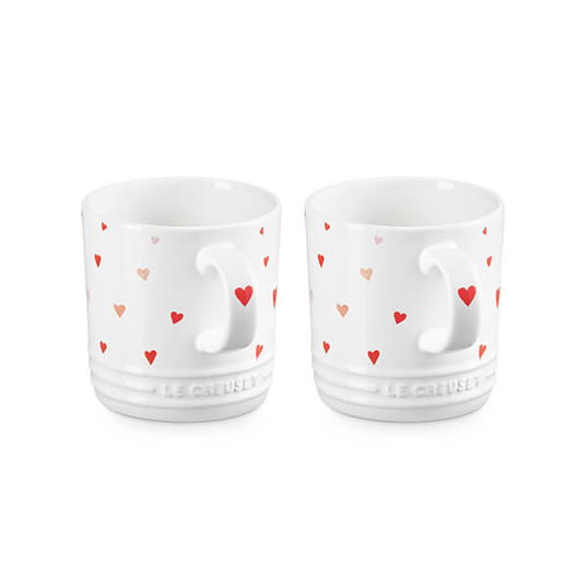 Le Creuset Stoneware Set of 2 Heart Decal Mugs