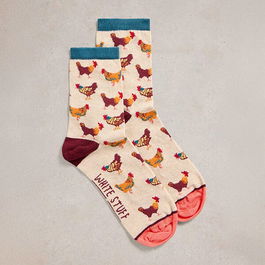 White Stuff Clucky Hens Ankle Socks Natural Multi
