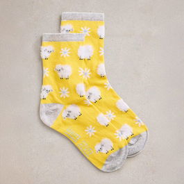 White Stuff Fluffy Sheep Ankle Sockss Bright Yellow