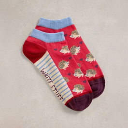 White Stuff Hedghog Trainer Socks Red Multi