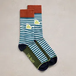 White Stuff Mens Boat Stripe Ankle Socks Teal Multi