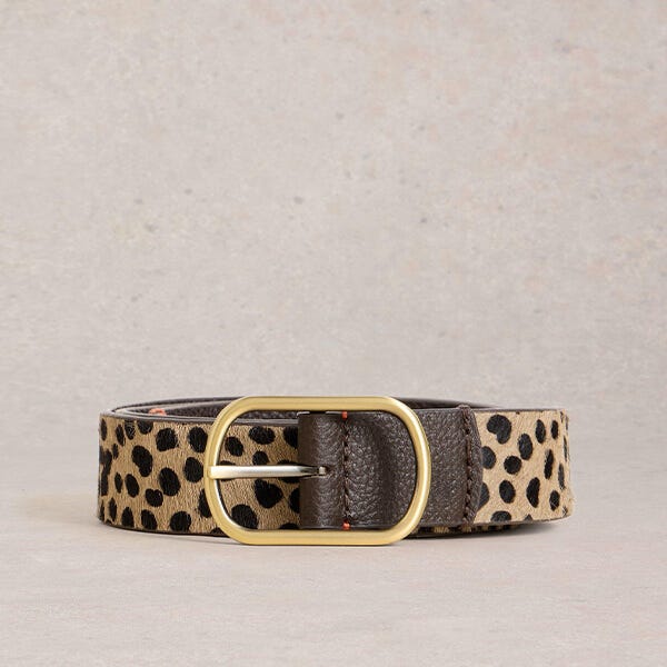 White Stuff Reversible Leather Belt Natural Multi